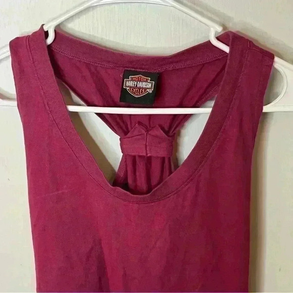 Harley Davidson Tank Women Small Fuchsia Pink Razorback Rhinestone Motorcycle - Picture 4 of 7